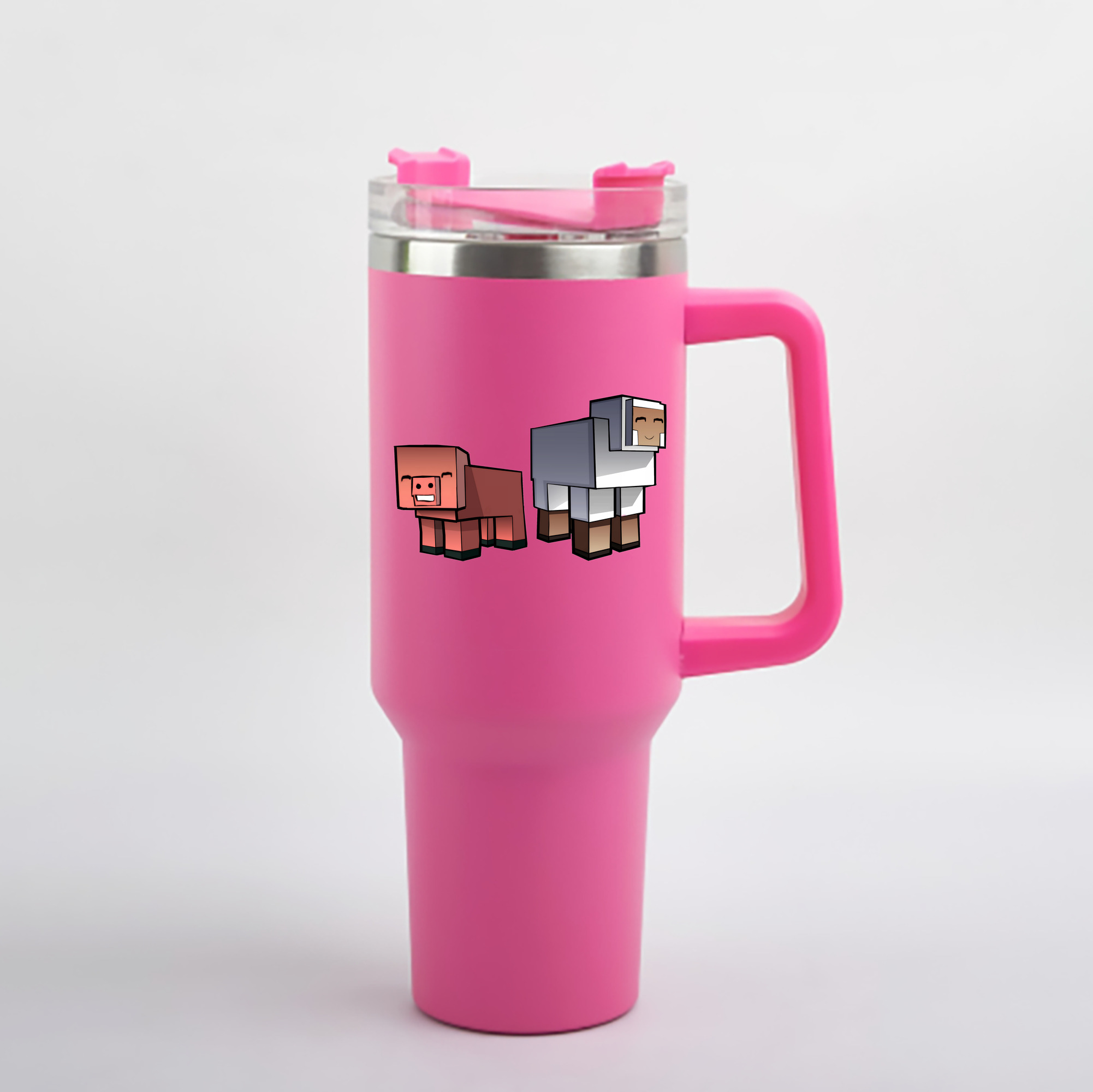（画像用） マインクラフト ブロックの世界 Minecraft MC Block world 1200mL車用タンブラー - クリスタルステッカー（プラスチックストロー付き）